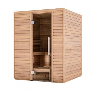 Sauna Bausatz aus Holz | Tiefe 1,63 m, Breite 1,63 m, Höhe 2,05 m