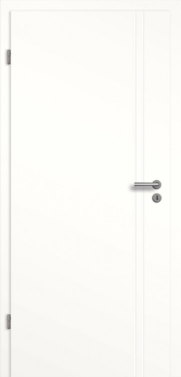 Weißes Türelement (Tür+Zarge) mit 2 Längsrillen