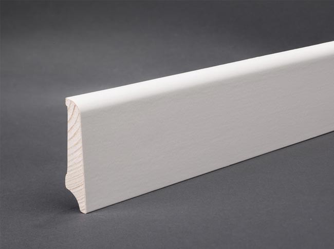Radius Sockelleiste Fußleiste 15x70 mm weiß lackiert nach RAL 9010 Massivholz 
