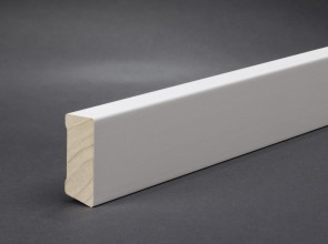 Massivholz Sockelleiste Weiß 40mm x 16mm / Oberkante gerade