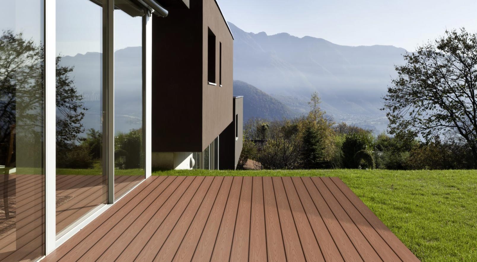 WPC Terrassendielen Komplettbausatz Set mit UK Mauritius grau Terrassenboden 